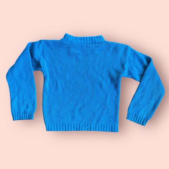 Vtg 80s Disney Blue Mickey Minnie Knit Sweater Girls Medium 8/10 Heart Pink - Picture 2 of 2